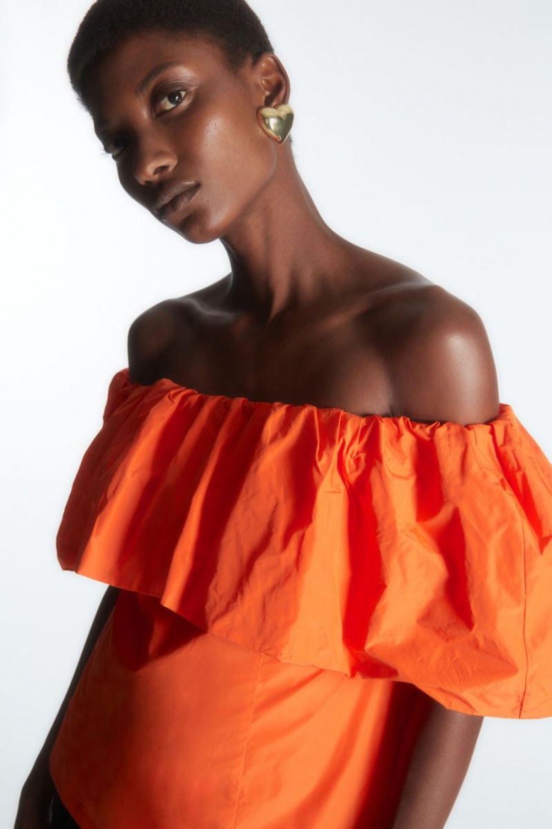 COS Voluminous Off-the-shoulder Felső Női Világos Narancssárga | TAV-873045