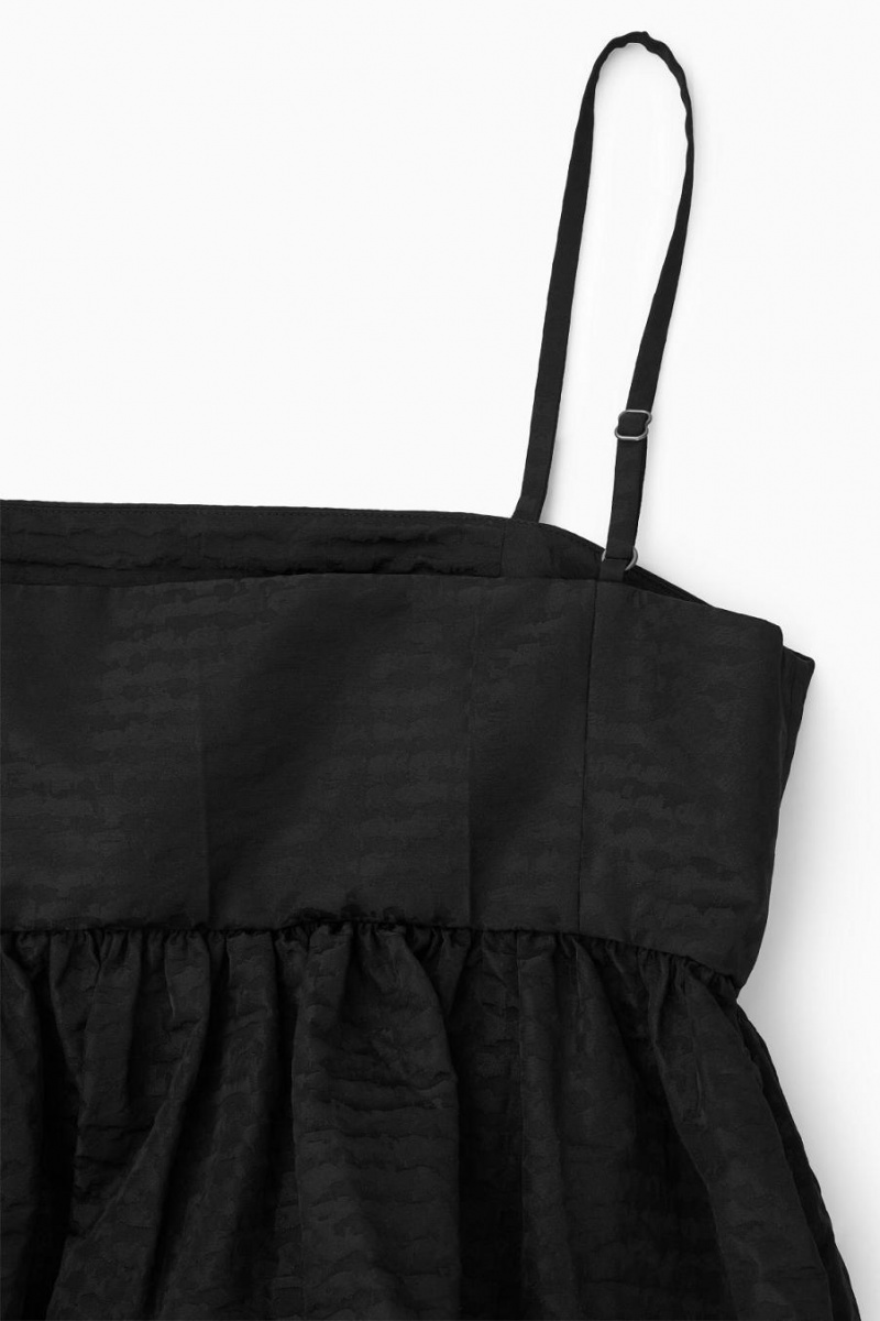 COS Voluminous Textured Midi Ruha Női Fekete | AUQ-263781