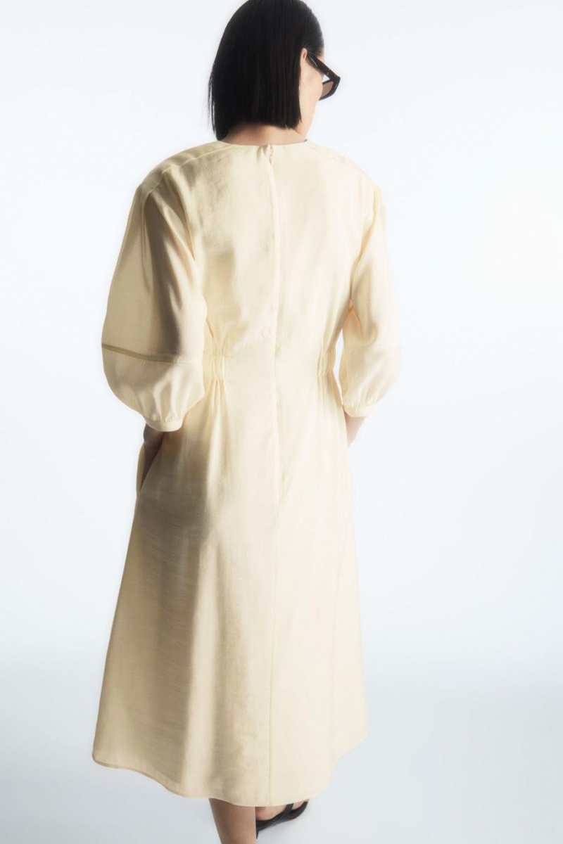 COS Voluminous V-neck Ruha Női Fehér | XQL-086179