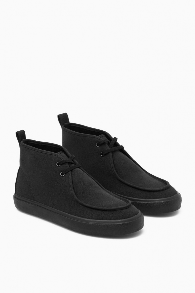 COS Vászon Chukka Csizma Férfi Fekete | DCR-860173