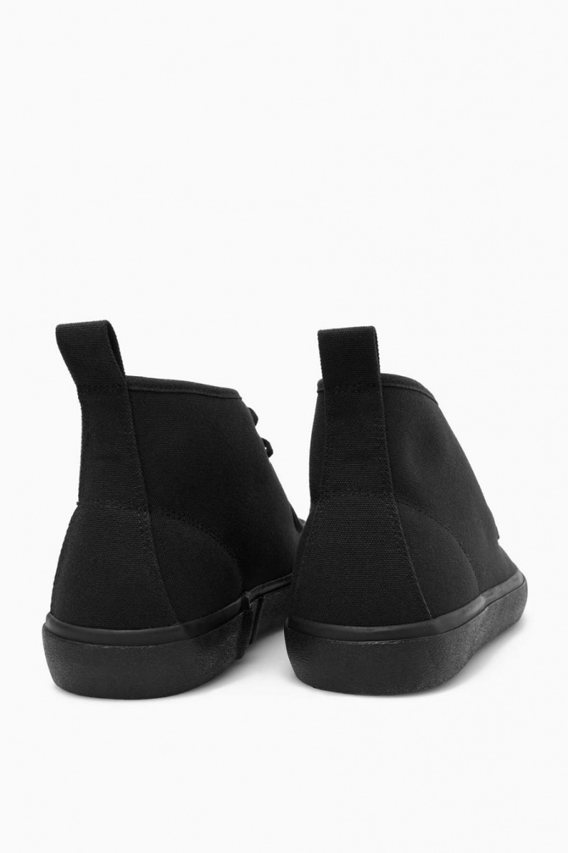 COS Vászon Chukka Csizma Férfi Fekete | DCR-860173