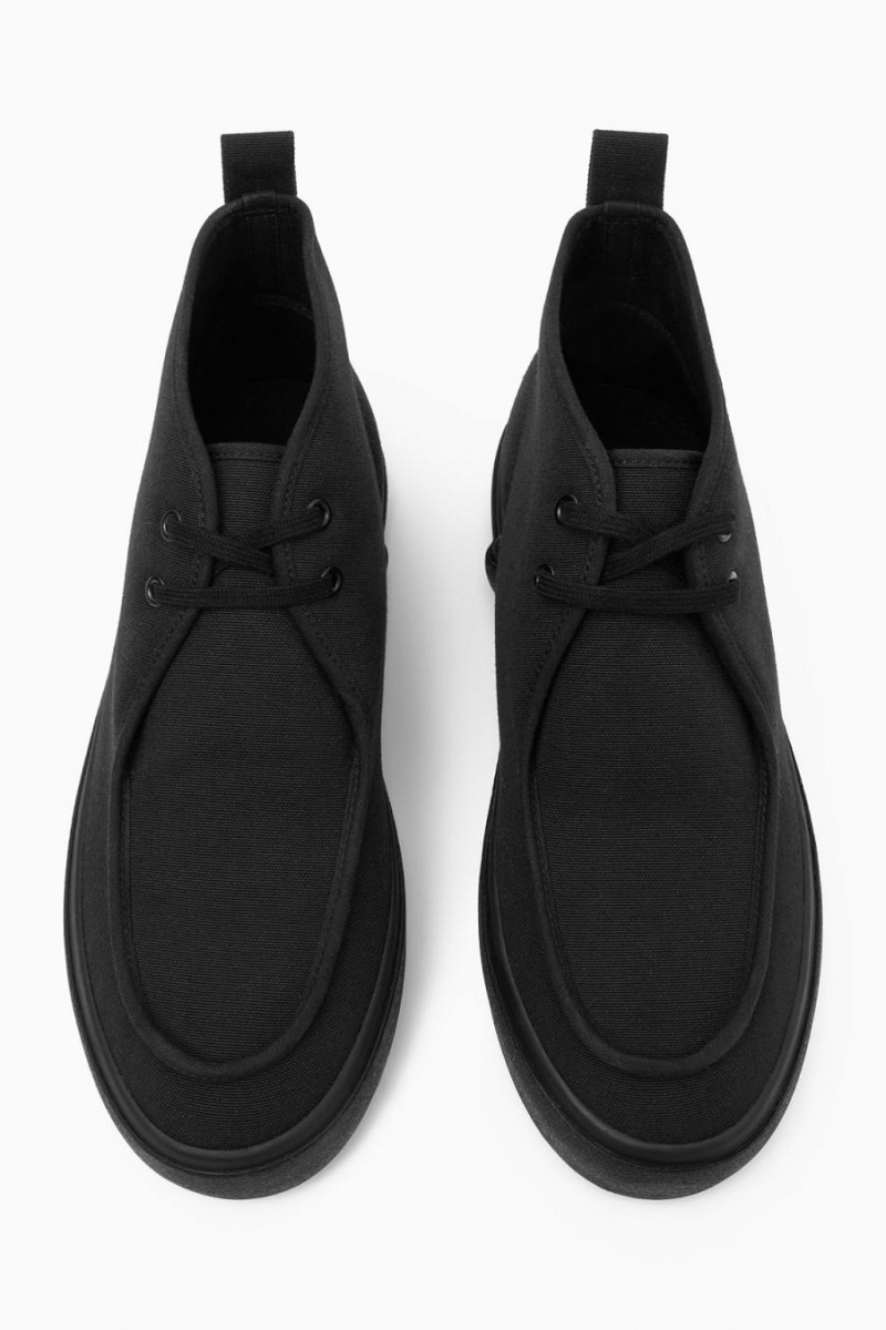 COS Vászon Chukka Csizma Férfi Fekete | DCR-860173