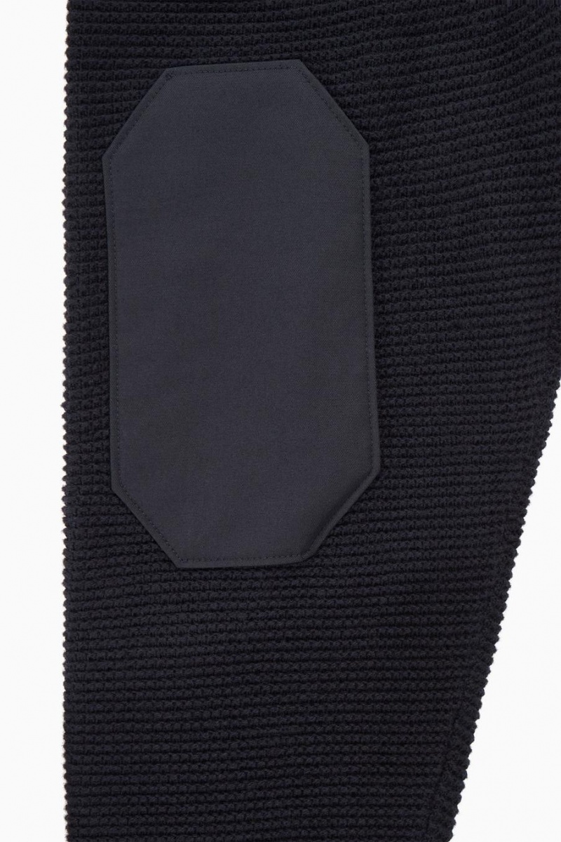 COS Waffle-knit Henley Jumpers Férfi Sötétkék | EGY-578932