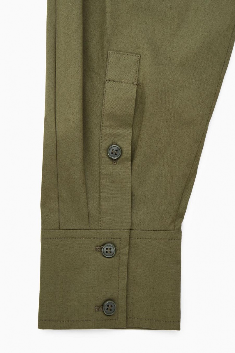 COS Waisted Midi Shirt Ruha Női Khaki Zöld | IBD-537428