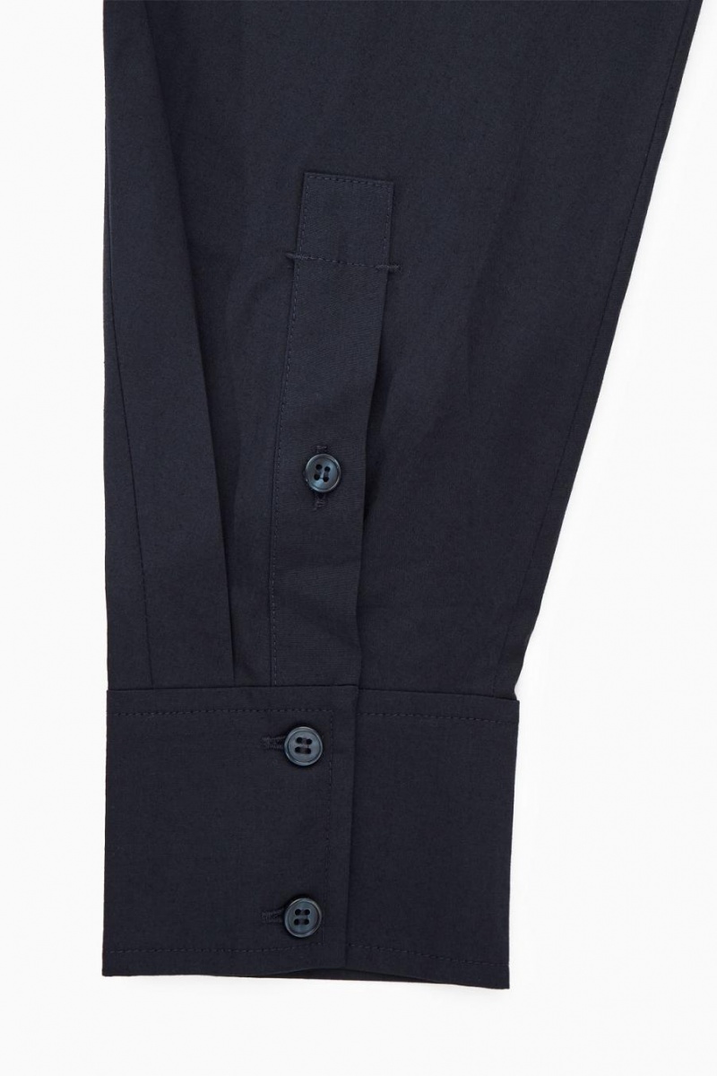 COS Waisted Midi Shirt Ruha Női Sötétkék | UBE-623481