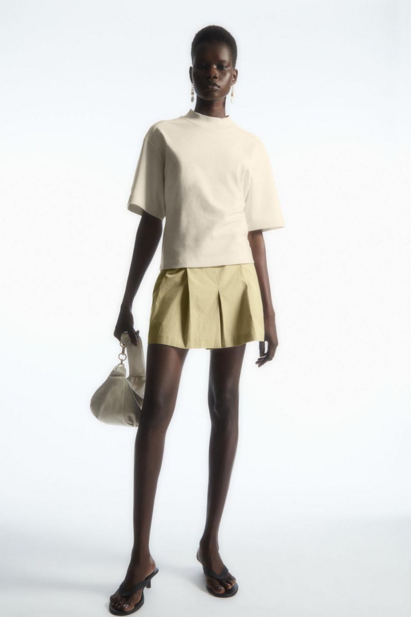 COS Waisted Mock-neck Póló Női Bézs | VTN-538240