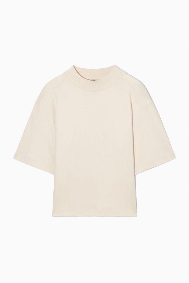 COS Waisted Mock-neck Póló Női Bézs | VTN-538240