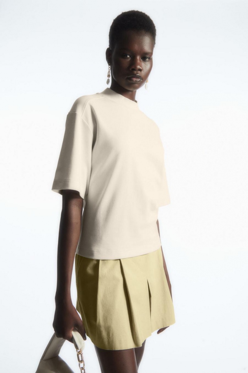 COS Waisted Mock-neck Póló Női Bézs | VTN-538240