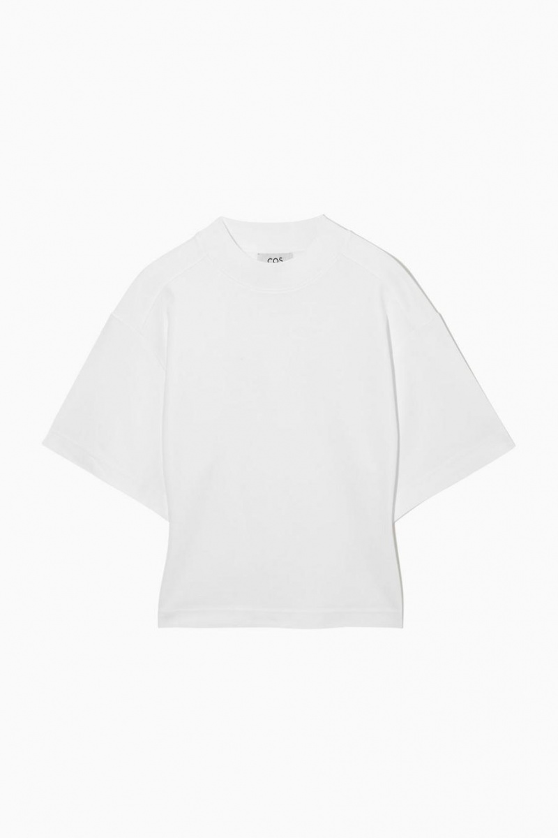 COS Waisted Mock-neck Póló Női Fehér | PIQ-985634