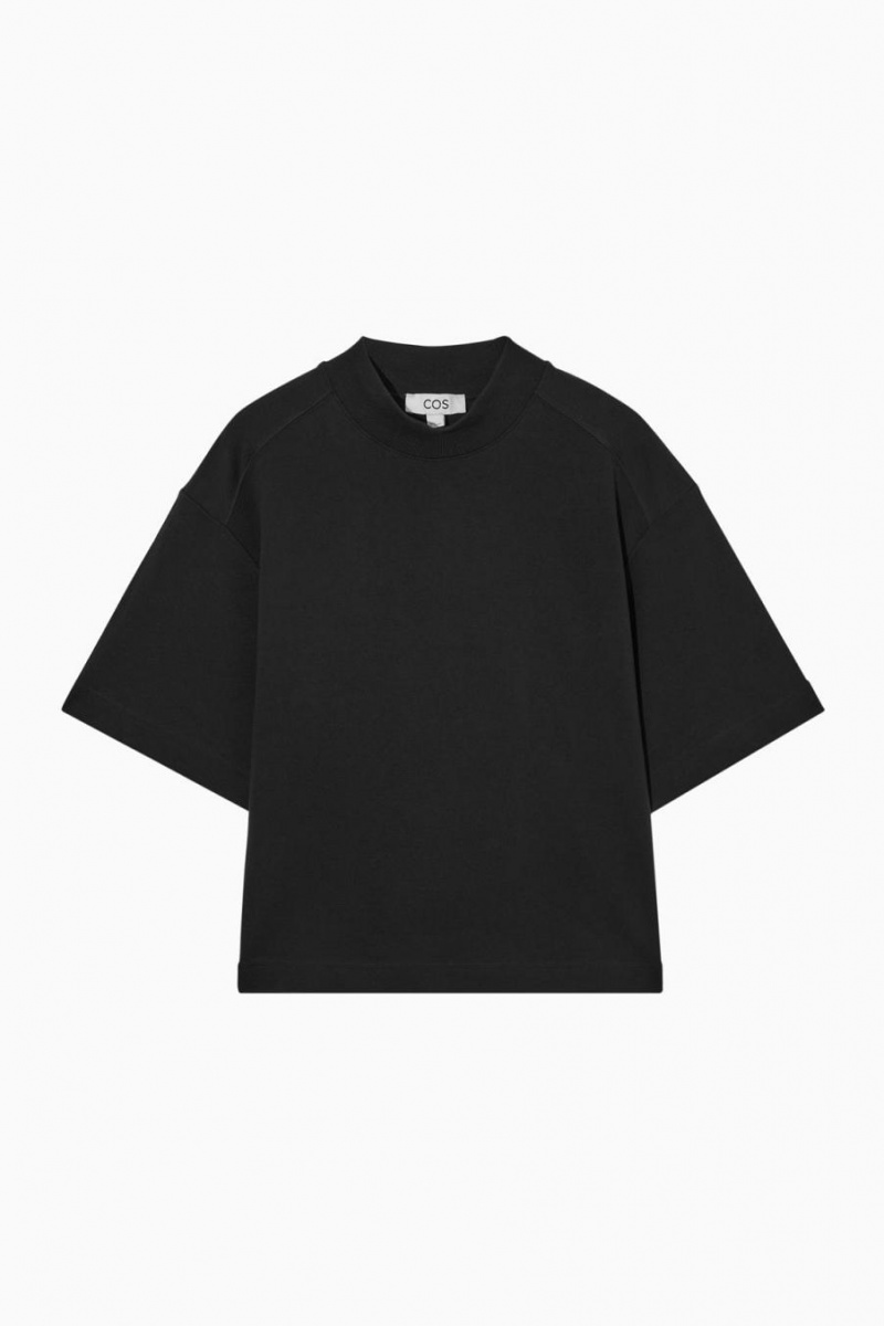 COS Waisted Mock-neck Póló Női Fekete | RMG-405832