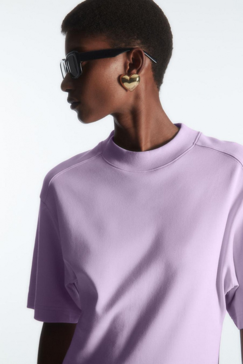 COS Waisted Mock-neck Póló Női Világos Lila | ZSJ-045716