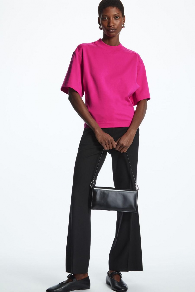 COS Waisted Mock-neck Póló Női Világos Rózsaszín | FEW-850426
