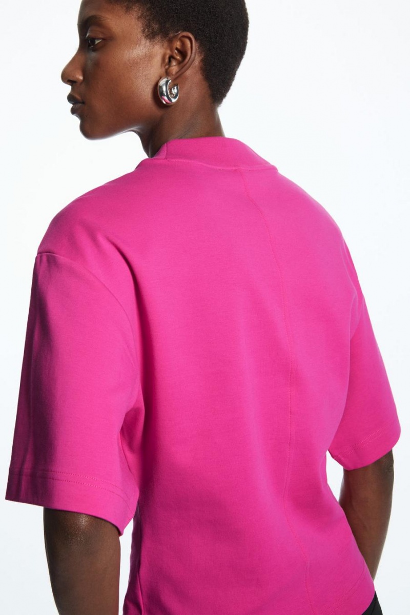 COS Waisted Mock-neck Póló Női Világos Rózsaszín | FEW-850426