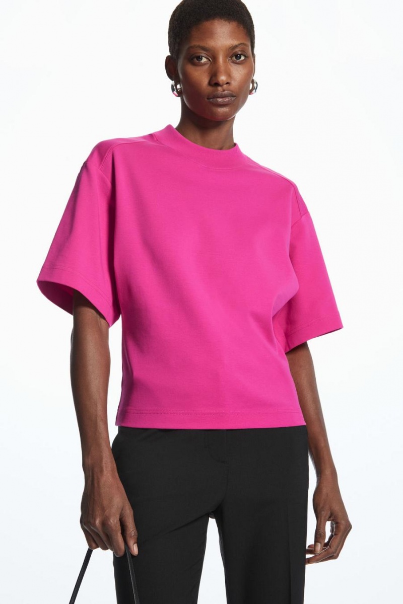 COS Waisted Mock-neck Póló Női Világos Rózsaszín | FEW-850426