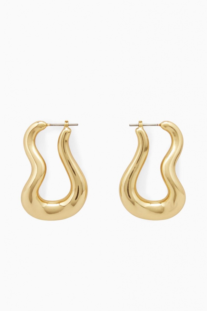 COS Wavy Hoop Fülbevalók Női Arany | PEB-521763