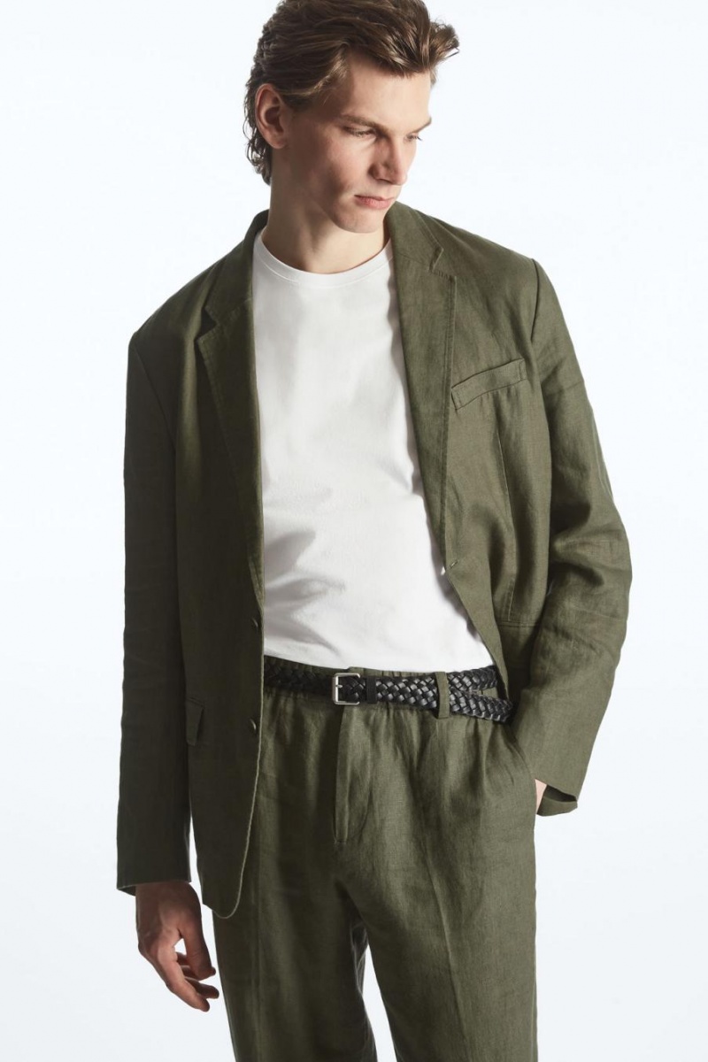 COS Woven Bőr Öv Férfi Fekete | JQL-625710
