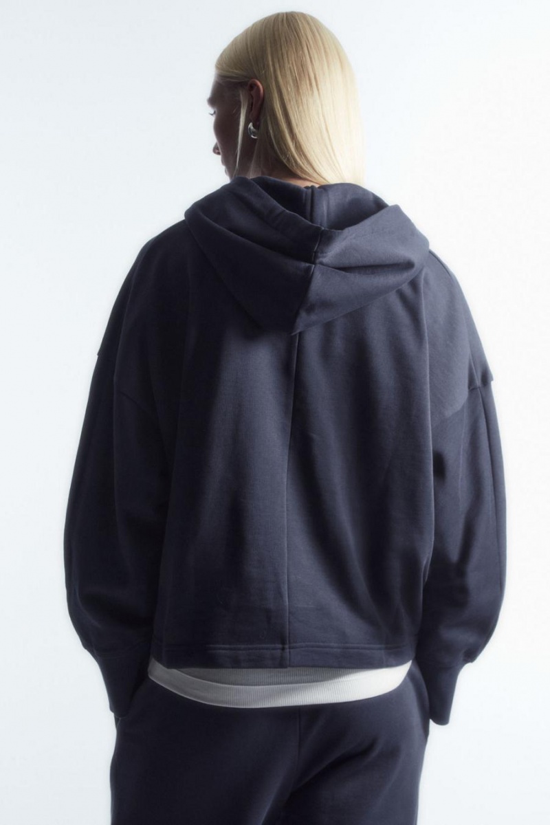 COS Wrap-effect Jersey Kapucnis Pulóver Női Sötétkék | TJQ-069185