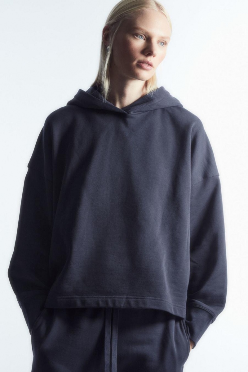 COS Wrap-effect Jersey Kapucnis Pulóver Női Sötétkék | TJQ-069185
