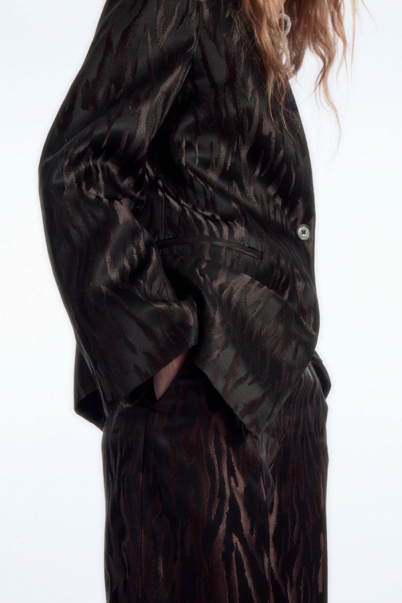 COS Zebra-jacquard Tailored Nadrág Női Sötétbarna Fekete | QJU-267830