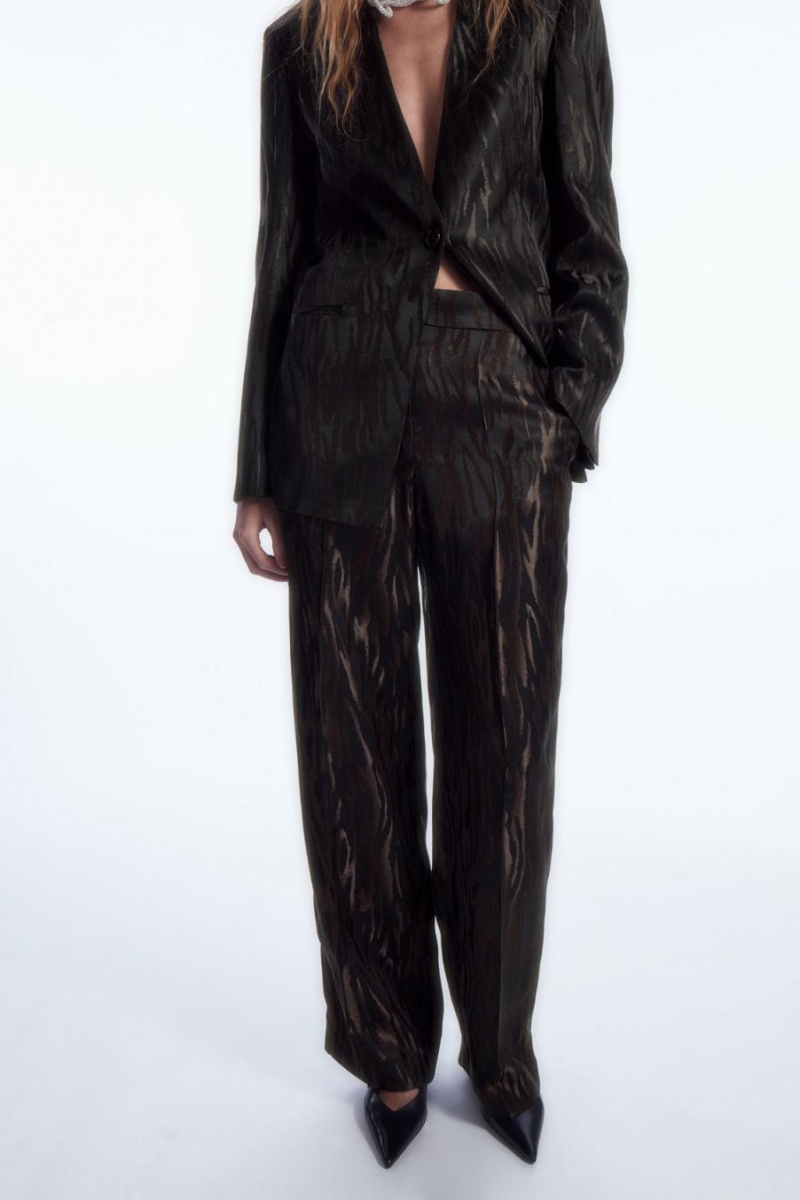 COS Zebra-jacquard Tailored Nadrág Női Sötétbarna Fekete | QJU-267830