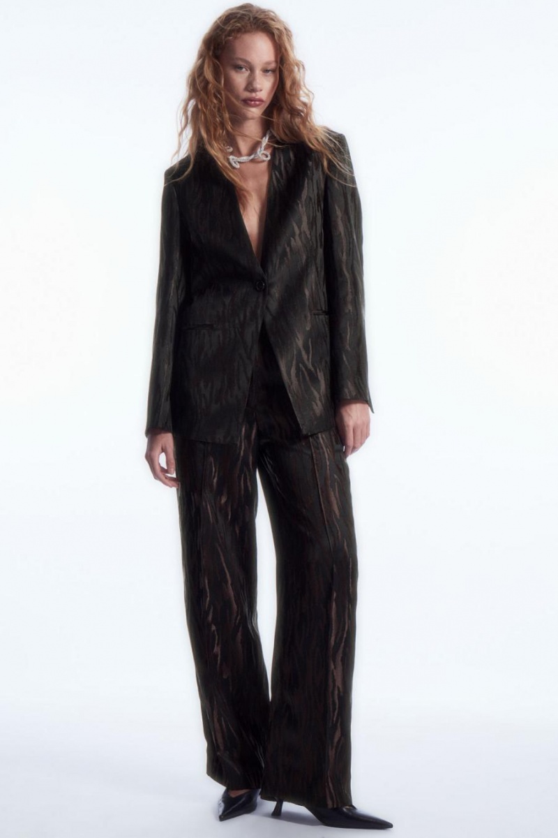 COS Zebra-jacquard Tailored Nadrág Női Sötétbarna Fekete | QJU-267830