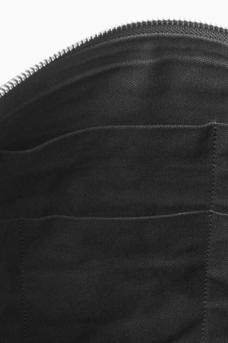 COS Zipped Folio Pouch - Grained Bőr Táska Férfi Fekete | QUW-192084