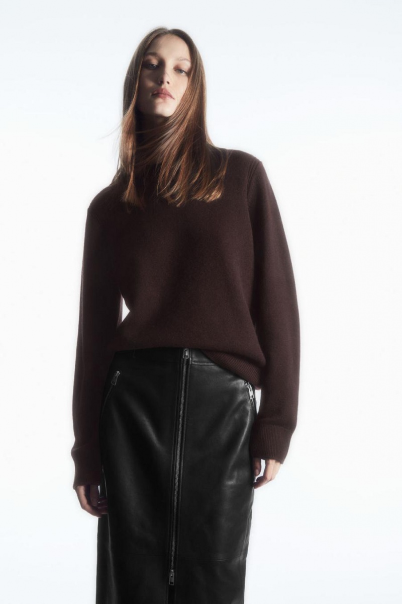 COS Zip-up Bőr Midi Szoknya Női Fekete | QMP-516928